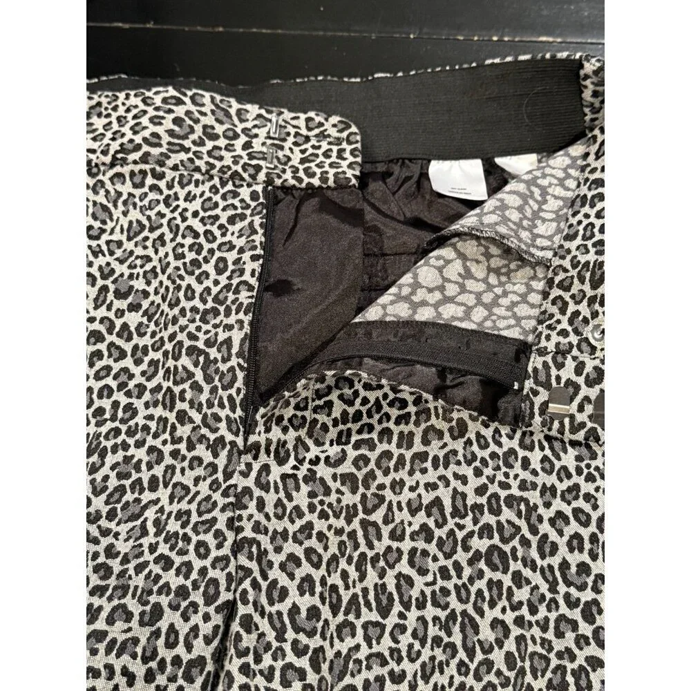 RACHEL ROY Gray Cheetah Animal Print Textured Cropped Agatha Pants Women's Sz 8 - Picture 6 of 12